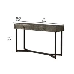 Rectangular Wooden Sofa Table With Metal Powder Coated Base, Gray And Black-Benzara 11 Rectangular Wooden Sofa Table With Metal Powder Coated Base, Gray And Black-Benzara -Olsberg shop 00a1e277b4ab492f9180ff278a26db13