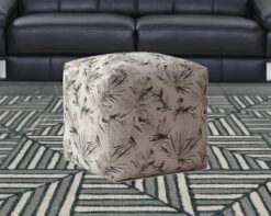 Homezia 17" Beige Flax Pouf Ottoman 11 Homezia 17" Beige Flax Pouf Ottoman -Olsberg shop 019bf7a8e6b94dfa9f31f7068ee58ec9