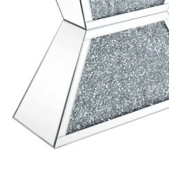 47 Inches Glass Top Console Table With Faux Stone Inlay, Silver-Benzara -Olsberg shop 01a0946c9cf846de9d3a38a184dce0bd