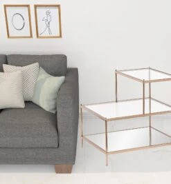 Homezia 24" Gold And Clear Glass Tiered Rectangular End Table 11 Homezia 24" Gold And Clear Glass Tiered Rectangular End Table -Olsberg shop 01ffc70ce6f04ada9c33cad317742103