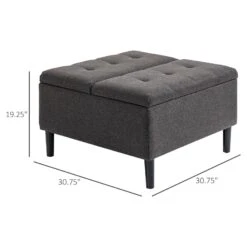 30" Storage Ottoman, Tufted Fabric Upholstered Square Coffee Table With Lift Top, Accent Footrest Footstool For Living Room, Dark Grey -Olsberg shop 021c01a25d164e65b67f2d9dd47fb120