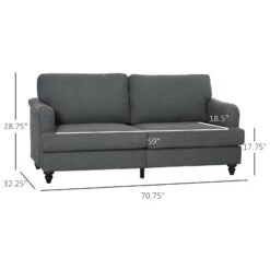 Grey 3-Seater Sofa Couch, 71" Modern Linen Fabric Sofa With Rubber Wood Legs And Slatted Frame 10 Grey 3-Seater Sofa Couch, 71" Modern Linen Fabric Sofa With Rubber Wood Legs And Slatted Frame -Olsberg shop 042154d2d53d41c1887dbd1a48bcc1e0