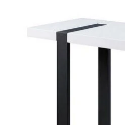 Two Tone Modern Sofa Table With Metal Legs, White And Black-Benzara -Olsberg shop 04cd317355d74ab391c6167d5eaba078