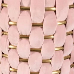 Reno 19 Inch Modern Ottoman, Woven Accents, Hoop Frame, Velvet, Pink-Benzara -Olsberg shop 05945e8875334185aeed42c1892cfc17