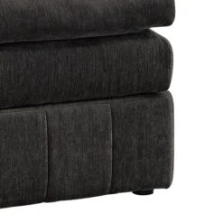 Luna 33 Inch Modular Ottoman, Three Layer Plush Cushioned Seat, Dark Gray-Benzara -Olsberg shop 05a872d8e30b41b58eb01d8d214ea5c0