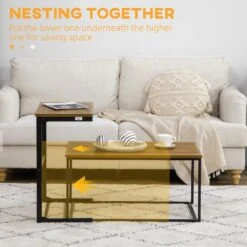 Industrial Style Nesting Tables Set Of 2 W/ Metal Frame For Living Room -Olsberg shop 06329fe69f844db5b9535bda5532f435