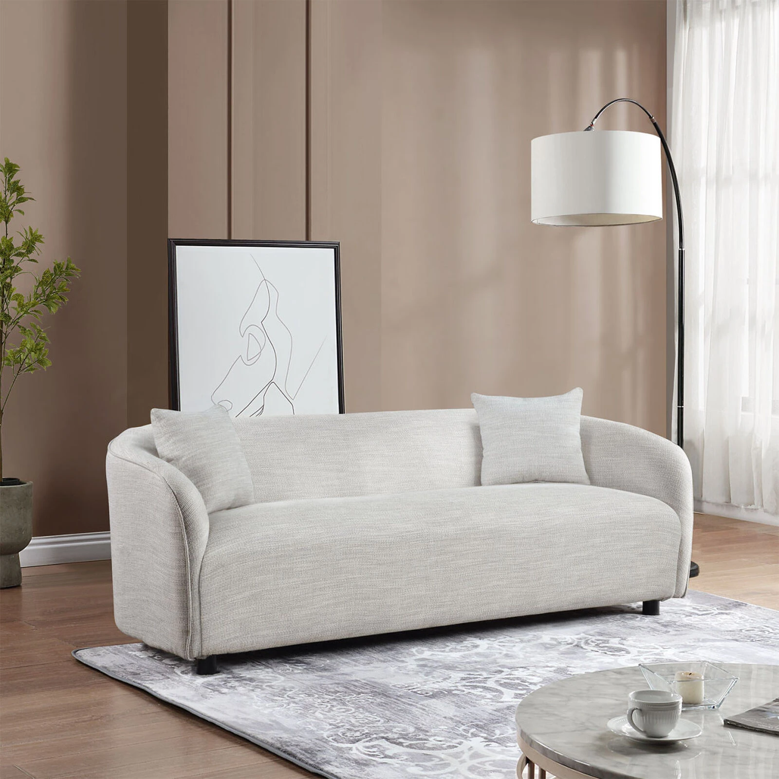 Modern Minimalist Sofa For Living Room Lounge Home Office, Color:Bishop Beige 4 Modern Minimalist Sofa For Living Room Lounge Home Office, Color:Bishop Beige - Image 2