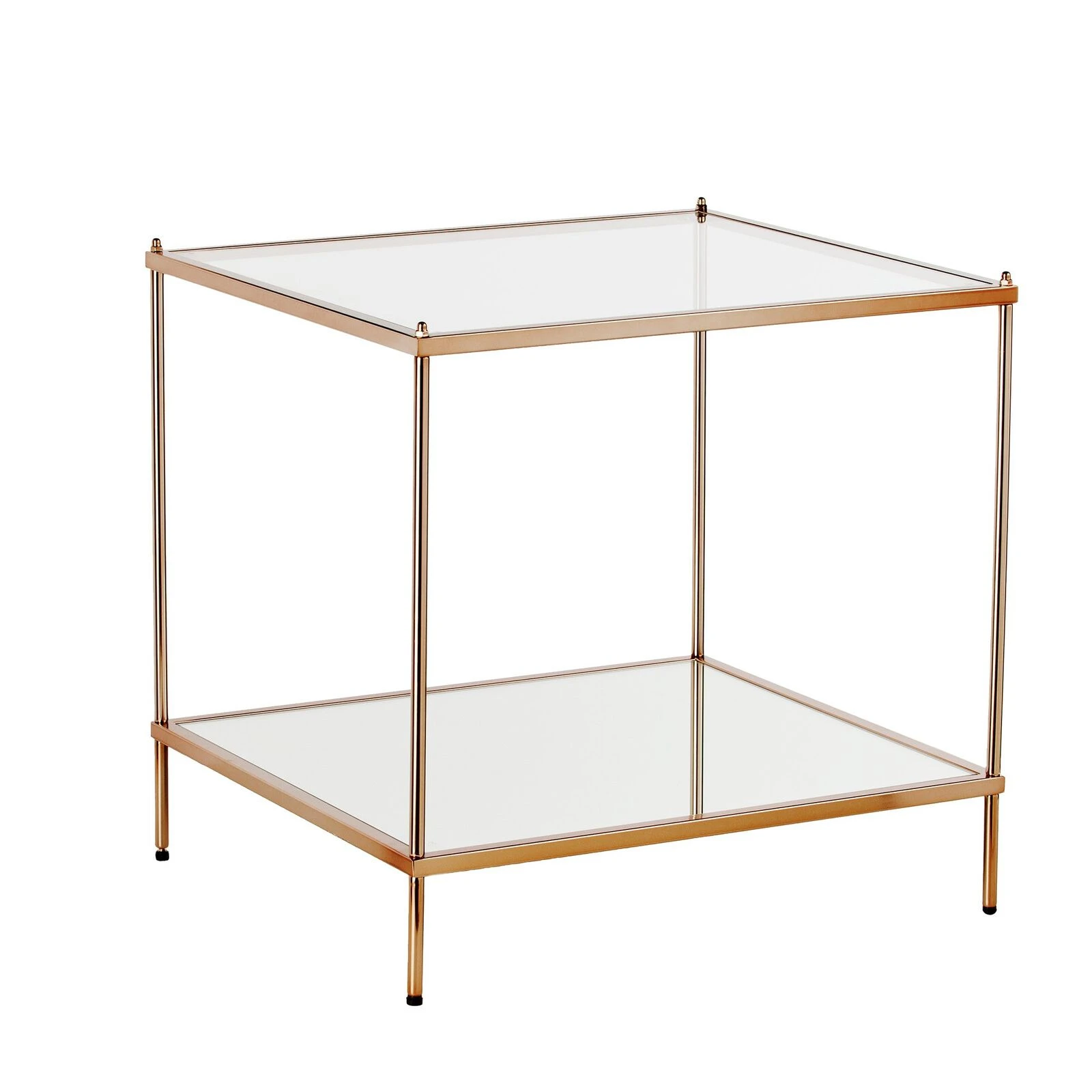 Homezia 22" Gold Glass And Iron Square Mirrored End Table 3 Homezia 22" Gold Glass And Iron Square Mirrored End Table
