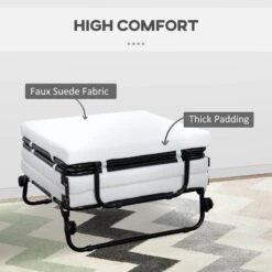 Portable Folding Bed, Single Guest Bed Convertible Sleeper Ottoman With Wheels, Mattress For Bedroom & Office, White 11 Portable Folding Bed, Single Guest Bed Convertible Sleeper Ottoman With Wheels, Mattress For Bedroom & Office, White -Olsberg shop 09a8b0cd25944561b147d3783d212c42