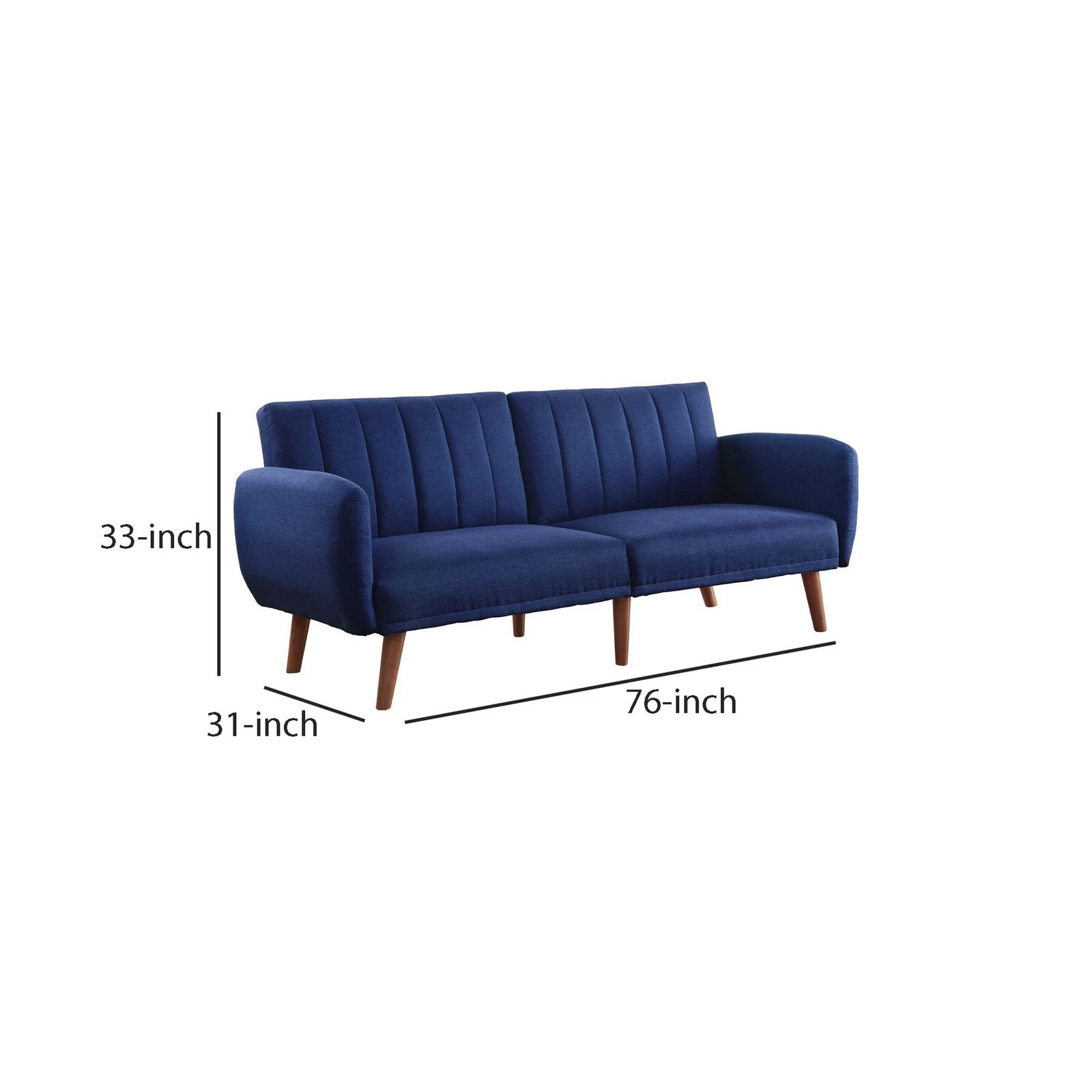 Fabric Upholstered Adjustable Sofa, Blue And Brown 7 Fabric Upholstered Adjustable Sofa, Blue And Brown - Image 5