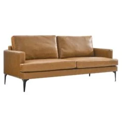 Evermore Vegan Leather Sofa Brown EEI-6049-TAN -Olsberg shop 0b13e3e5d1f743058dfbb233817a634b