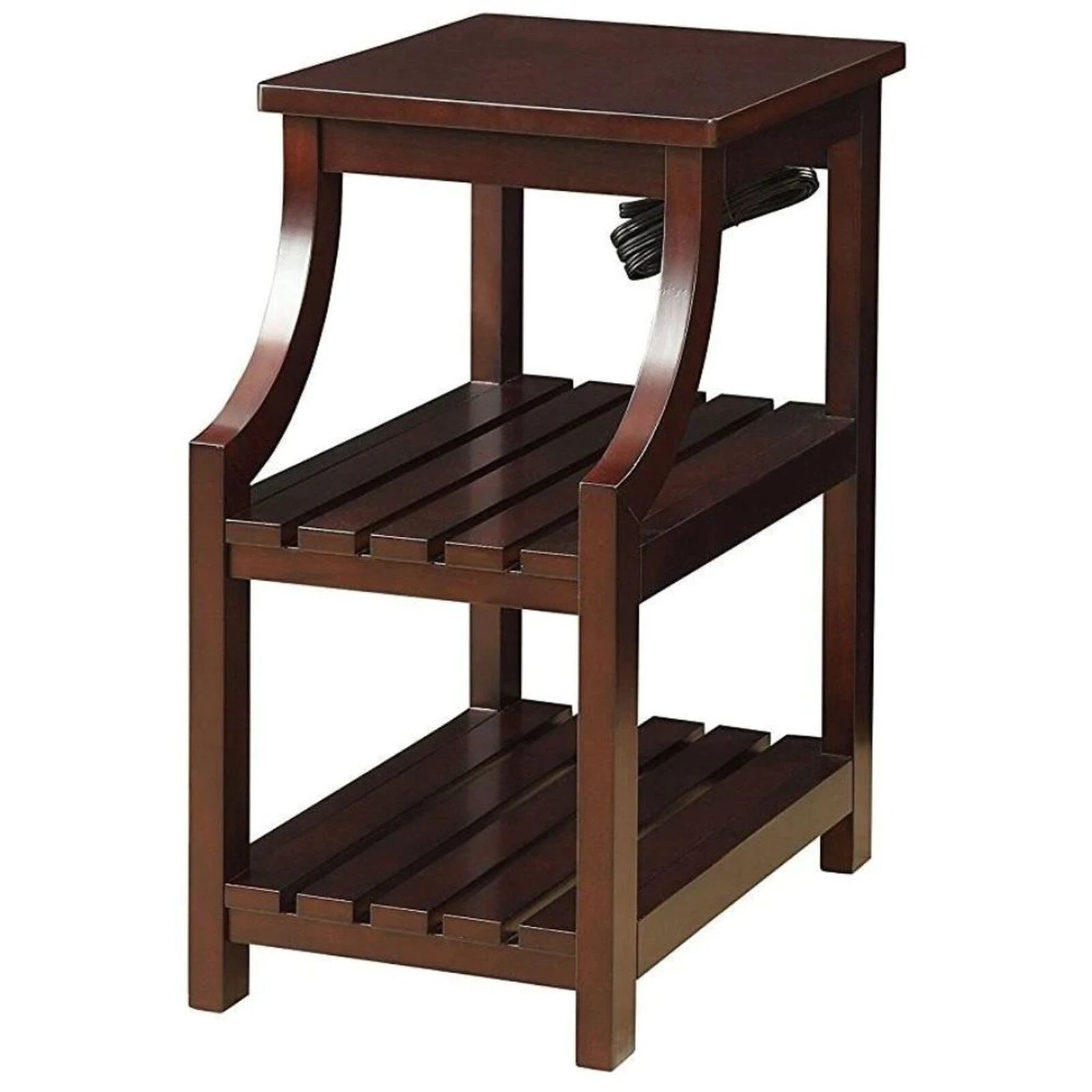 Homezia Espresso Wooden Usb Port Storage End Table 5 Homezia Espresso Wooden Usb Port Storage End Table - Image 3