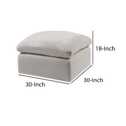 Contemporary Style Fabric Upholstered Modular Ottoman, White-Benzara -Olsberg shop 0d203cf5136c4fa983f5bace0e6683fb