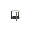 Homezia 24" Champagne And Clear Glass And Metal Round End Table With Shelf -Olsberg shop 0dc5ed6841b94d79889bcc008f47a364