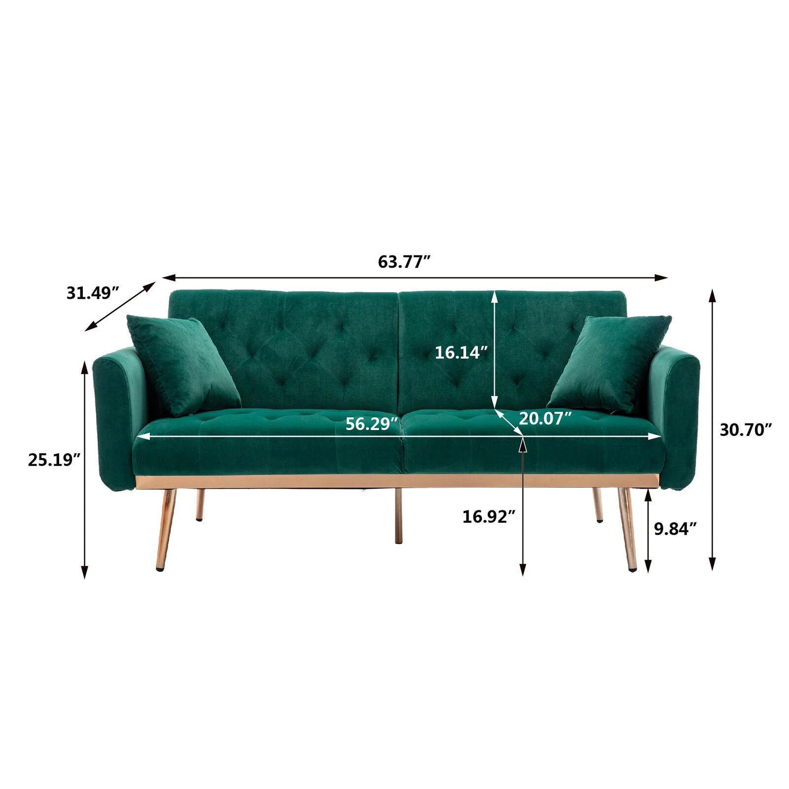 Velvet Accent Sofa With Rose Gold Metal Feet 6 Velvet Accent Sofa With Rose Gold Metal Feet - Image 4
