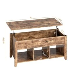 QuikFurn Rustic FarmHouse Tan Wooden Lift Top Coffee Table -Olsberg shop 0f2a529fae0b4b09a12a87ffff09f95b