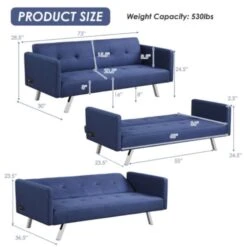 3 Seat Convertible Linen Fabric Futon Sofa With USB And Power Strip -Olsberg shop 0fd7ea00c9f24c99994c78256c4e0d19