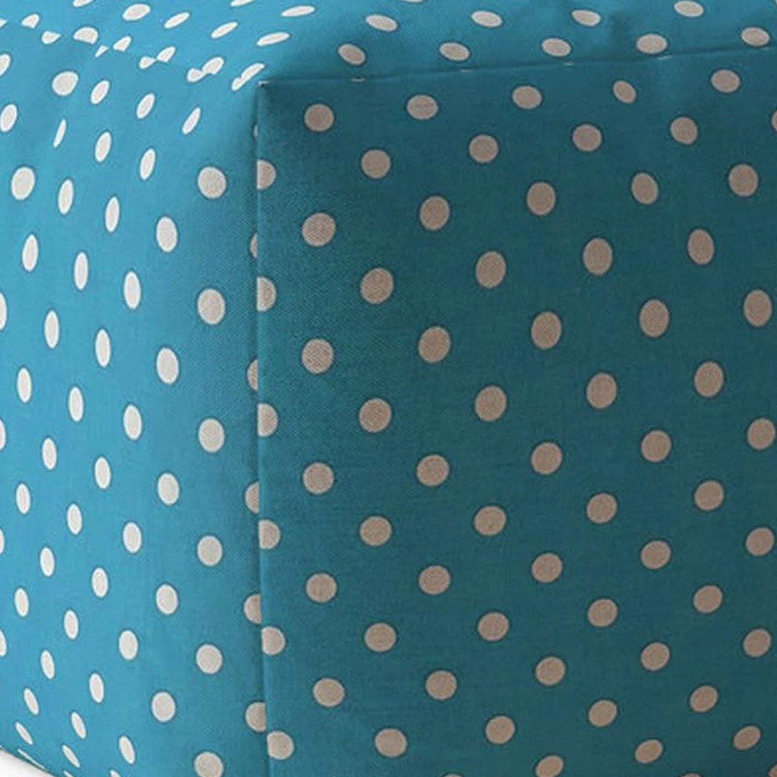 Homezia 17" Blue And White Cotton Polka Dots Pouf Ottoman 6 Homezia 17" Blue And White Cotton Polka Dots Pouf Ottoman - Image 4