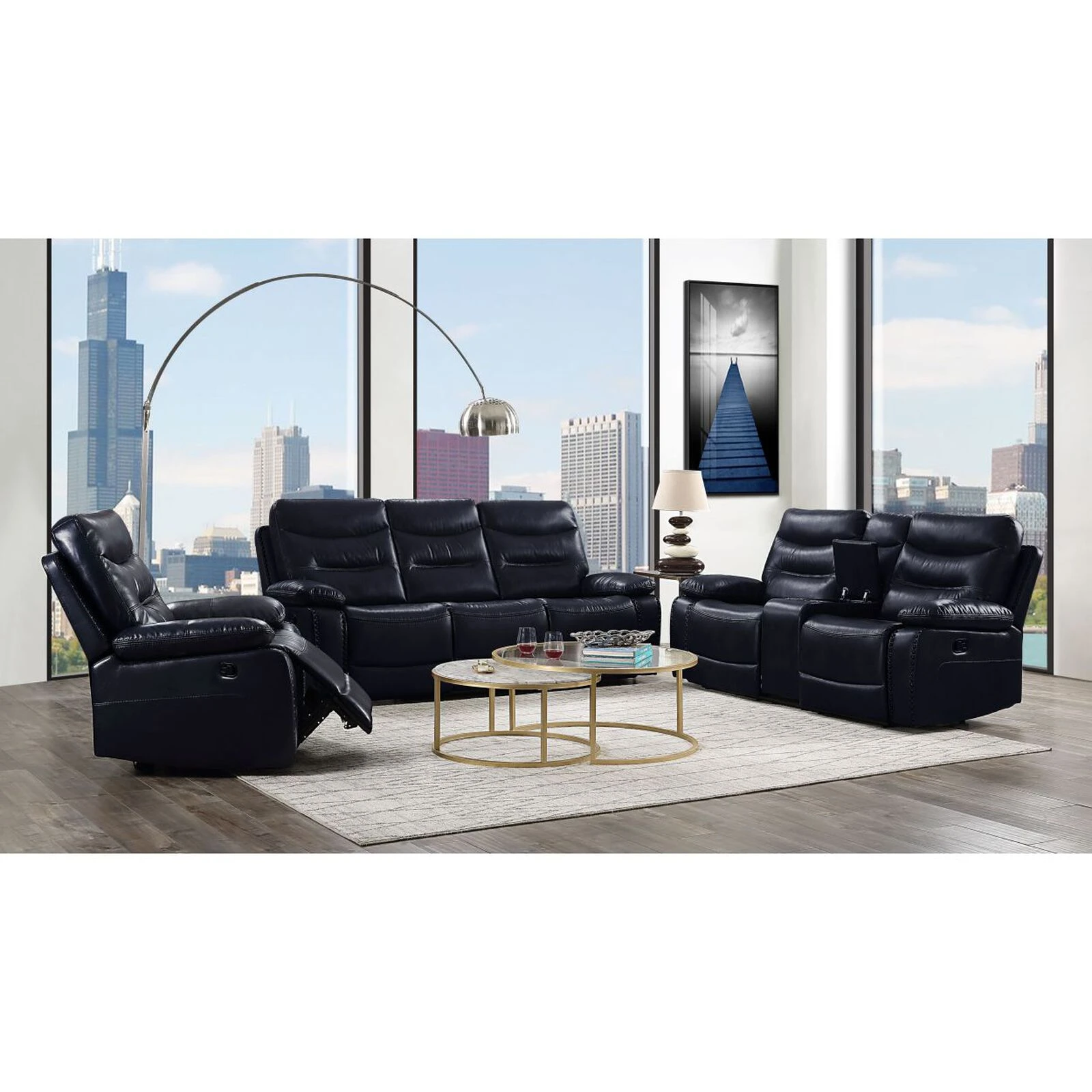 Aashi Sofa (Motion), Navy Leather-Gel Match 7 Aashi Sofa (Motion), Navy Leather-Gel Match - Image 5