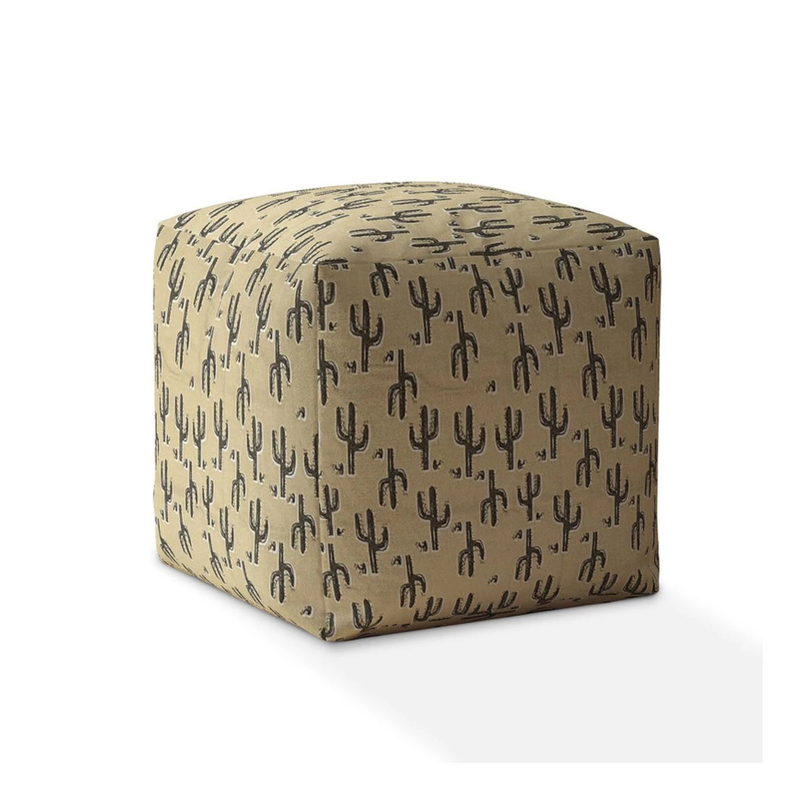Homezia 17" Beige Cotton Floral Pouf Ottoman 3 Homezia 17" Beige Cotton Floral Pouf Ottoman