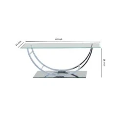 Tempered Glass Top Coffee Table With U Shape Metal Frame, Chrome And Clear-Benzara 11 Tempered Glass Top Coffee Table With U Shape Metal Frame, Chrome And Clear-Benzara -Olsberg shop 11593b746b1e4f7b9577dcb87d0a518c