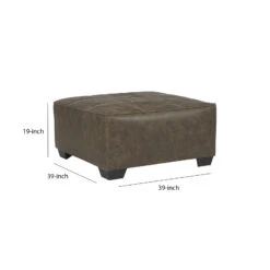 Oversized Ottoman With Tapered Block Legs And Jumbo Stitching, Brown-Benzara -Olsberg shop 1187e4e01f774ee0b21d942a1881ebc5
