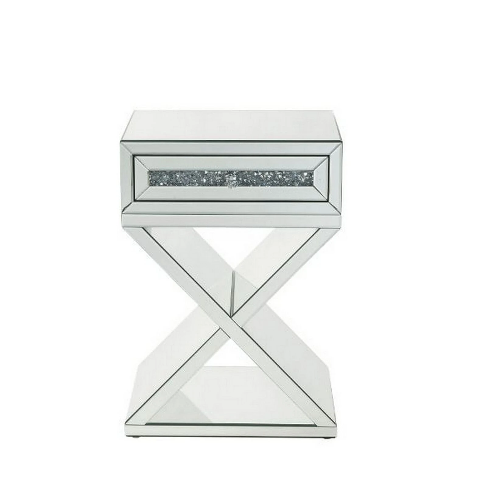 Accent Table With X Shaped Base, White-Benzara 4 Accent Table With X Shaped Base, White-Benzara - Image 2