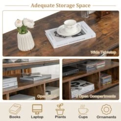 3-Tier Coffee Table With Storage Metal Frame-Coffee -Olsberg shop 1329957166fa40a898fdaed68e6e3a5e