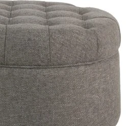 Fabric Upholstered Wooden Ottoman With Tufted Lift Off Lid Storage, Dark Gray-Benzara -Olsberg shop 1389858ecfa046f2955668a5b77bdba3