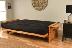 Queen-size Phoenix Futon In Butternut Finish With Suede Black Mattress -Olsberg shop 141fa8e283e34827a878bb3489892d82