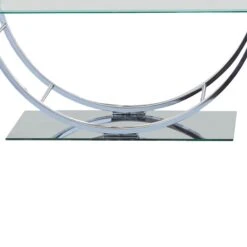 Tempered Glass Top Coffee Table With U Shape Metal Frame, Chrome And Clear-Benzara 9 Tempered Glass Top Coffee Table With U Shape Metal Frame, Chrome And Clear-Benzara -Olsberg shop 14ce4029ce8746a49b042a6a2fd7e830