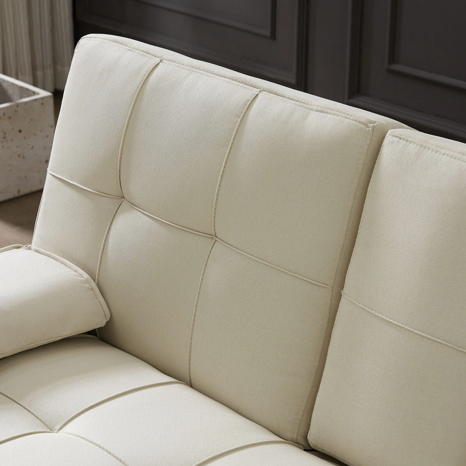 BEIGE LOVESEAT SOFA BED WITH CUP HOLDER 5 BEIGE LOVESEAT SOFA BED WITH CUP HOLDER - Image 3