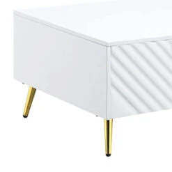 Tyra 53 Inch Modern Coffee Table, 2 Drawers, Metal Handles, White, Gold-Benzara 10 Tyra 53 Inch Modern Coffee Table, 2 Drawers, Metal Handles, White, Gold-Benzara -Olsberg shop 1536ffed8d814b9c82fdd7959996a48a