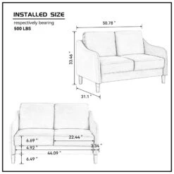 51.5" Loveseat Sofa Small Couch For Small Space For Living Room, Bedroom, Grey 15 51.5" Loveseat Sofa Small Couch For Small Space For Living Room, Bedroom, Grey -Olsberg shop 16512872a45349daa016d1ce482f03c8