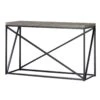 Industrial Style Minimal Sofa Table With Wooden Top And Metallic Base, Gray-Benzara 2 Industrial Style Minimal Sofa Table With Wooden Top And Metallic Base, Gray-Benzara -Olsberg shop 1690519f5f634d7889ad84f69eb0c41d