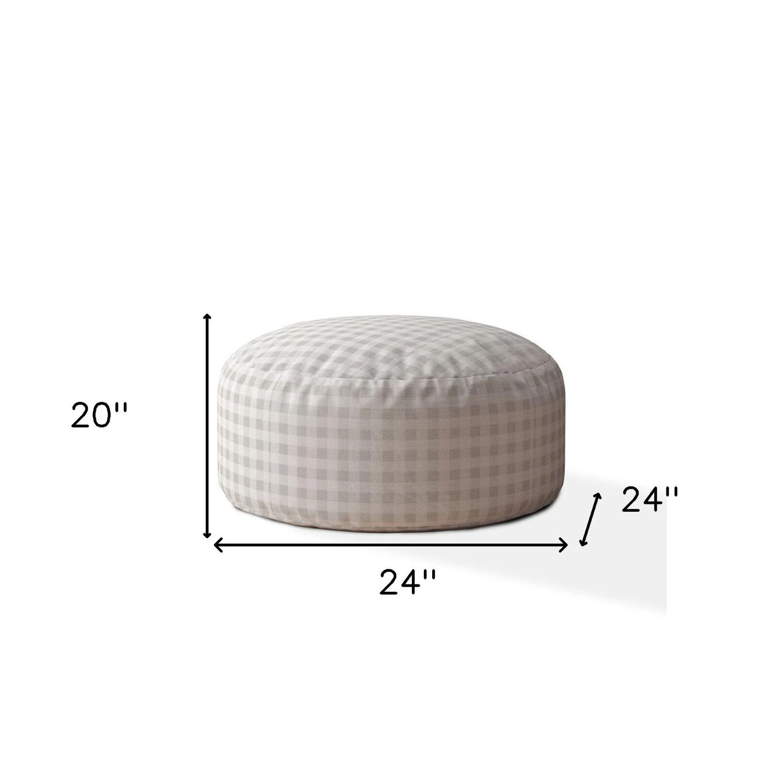 Homezia 24" Cotton Round Gingham Pouf Ottoman 6 Homezia 24" Cotton Round Gingham Pouf Ottoman - Image 4