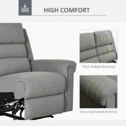 Modern 3 Seater Manual Reclining Sofa Lounger With Easy Pull Handles, And Adjustable Footrest, Grey 11 Modern 3 Seater Manual Reclining Sofa Lounger With Easy Pull Handles, And Adjustable Footrest, Grey -Olsberg shop 18d8a2db97f44951983d5bfc01b1bc03