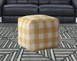 Homezia 17" Canvas Gingham Pouf Ottoman 11 Homezia 17" Canvas Gingham Pouf Ottoman -Olsberg shop 1a7b449659134d7399edaa42a02d49cb