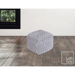Homezia 18" Light Grey Cotton Blend Pouf Cube Ottoman -Olsberg shop 1ac4df77092644aca6b479d1c75c7a5b