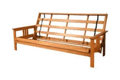 Monterey Queen-size Futon In Butternut Finish With Suede Blue Mattress