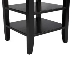 19 Inch Handcrafted Rubberwood Square Side End Table, 2 Shelves, Chamfered Legs, Black-Benzara -Olsberg shop 1cb9c21445d54f3f84a398d506eba931