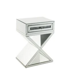 Accent Table With X Shaped Base, White-Benzara