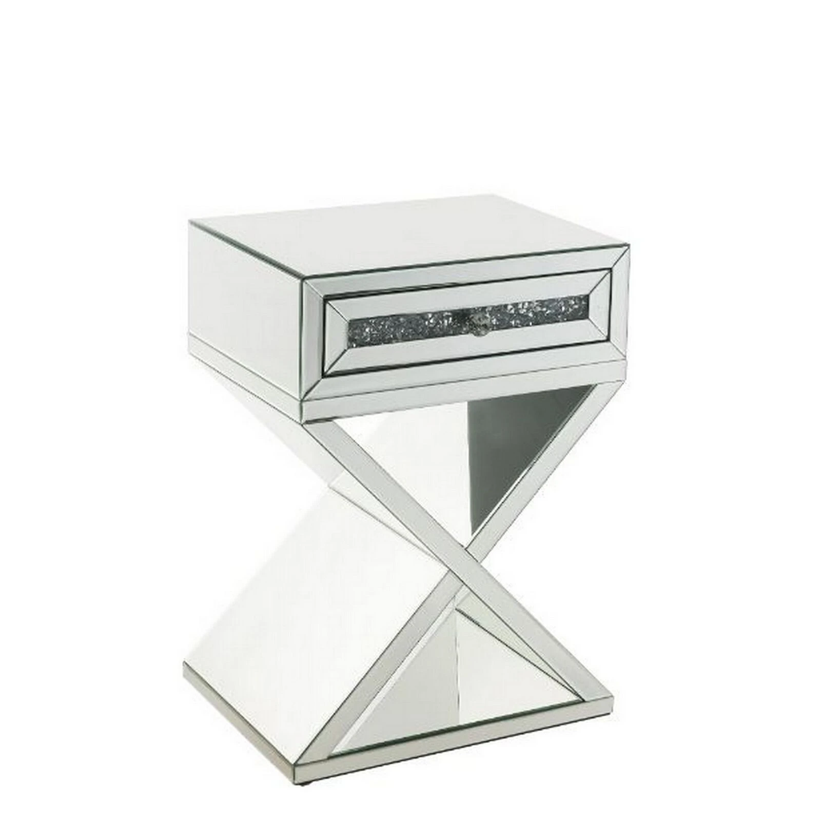 Accent Table With X Shaped Base, White-Benzara 3 Accent Table With X Shaped Base, White-Benzara
