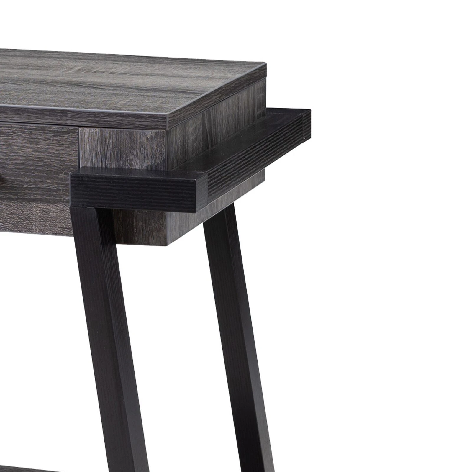 Wooden End Table With Angled Leg Support And 1 Drawer, Black And Gray- Benzara 5 Wooden End Table With Angled Leg Support And 1 Drawer, Black And Gray- Benzara - Image 3