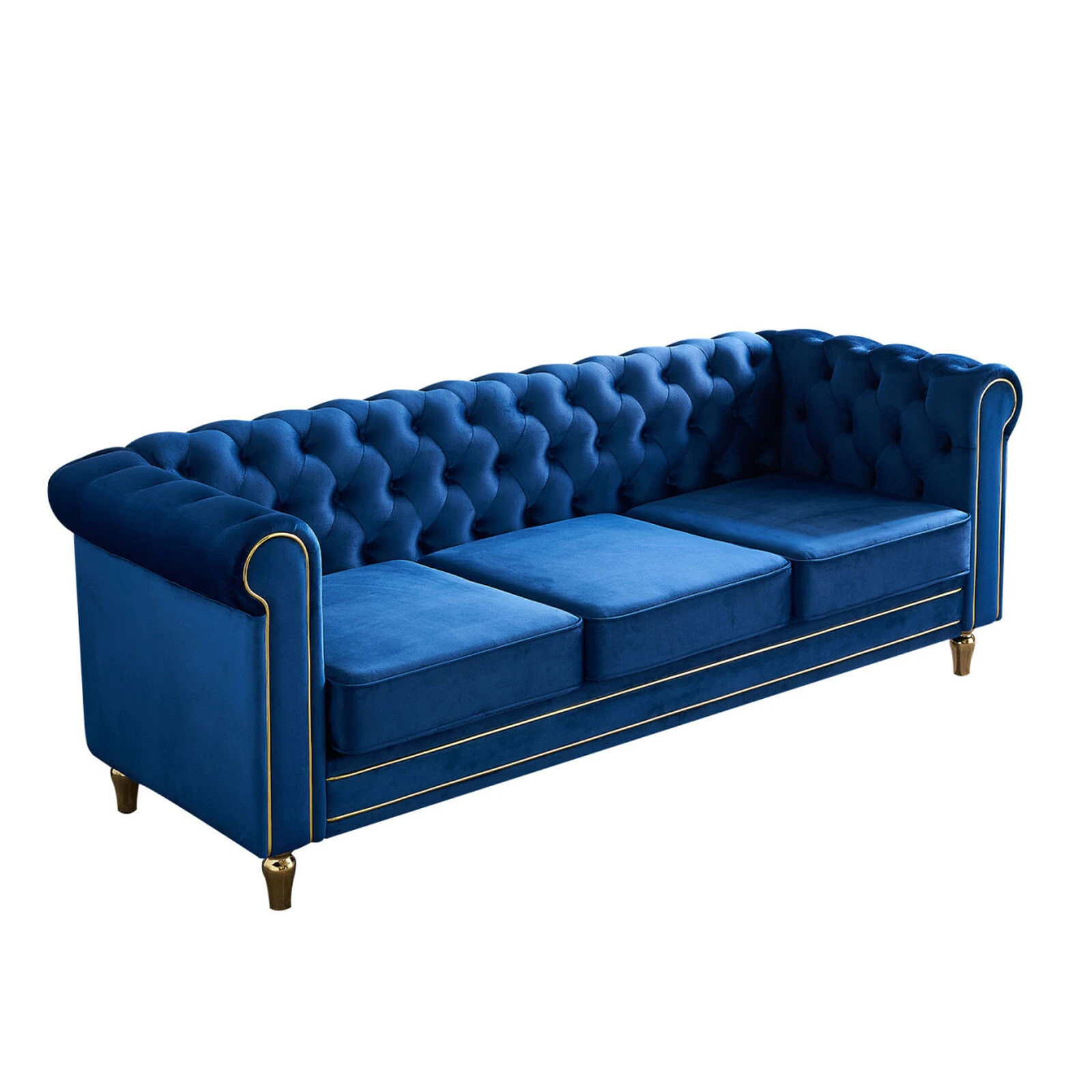 Chesterfield Velvet Sofa 84.65 Inch For Living Room BLUE Color 3 Chesterfield Velvet Sofa 84.65 Inch For Living Room BLUE Color