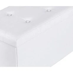 Rectangular Button Tufted Leatherette Storage Ottoman Bench, White-Benzara 10 Rectangular Button Tufted Leatherette Storage Ottoman Bench, White-Benzara -Olsberg shop 1d980a91d74843aabf2b356acff33256