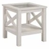 Farmhouse End Table, Sofa Side Table With Tempered Glass Top, Coffee Table With Underneath Storage Shelf For Living Room, Bedroom, White Oak -Olsberg shop 1de3c885a43b4cf98fac9b1c578a4628