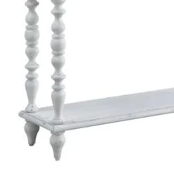 48 Inch 2 Drawer Console Table, Turned Legs, Distressed White-Benzara -Olsberg shop 1f7aab2baa4f446cbee87cd0e05b55ad