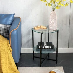 2-piece Set (Clear) Tempered Glass End Table, Round Coffee Table For Bedroom Living Room Office 16 2-piece Set (Clear) Tempered Glass End Table, Round Coffee Table For Bedroom Living Room Office -Olsberg shop 21ee79d382334d69803274607bfa10f0