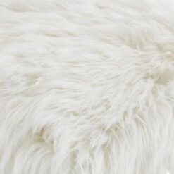Homezia 18" White Faux Fur With Silver Ottoman -Olsberg shop 2251d8ab92964268b79809c86e6bb6c5